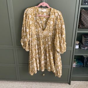 Daughters of India Kyra Mini Dress in Golden Palm L